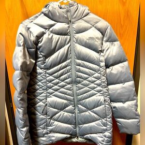 Women’s North Face winter Puffer coat. Size Large. Silver/Grey.